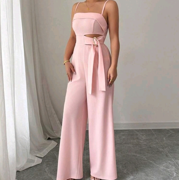 Women's Elegant Solid Color Hollow Out Jumpsuit, Summer - Picture 4 of 4